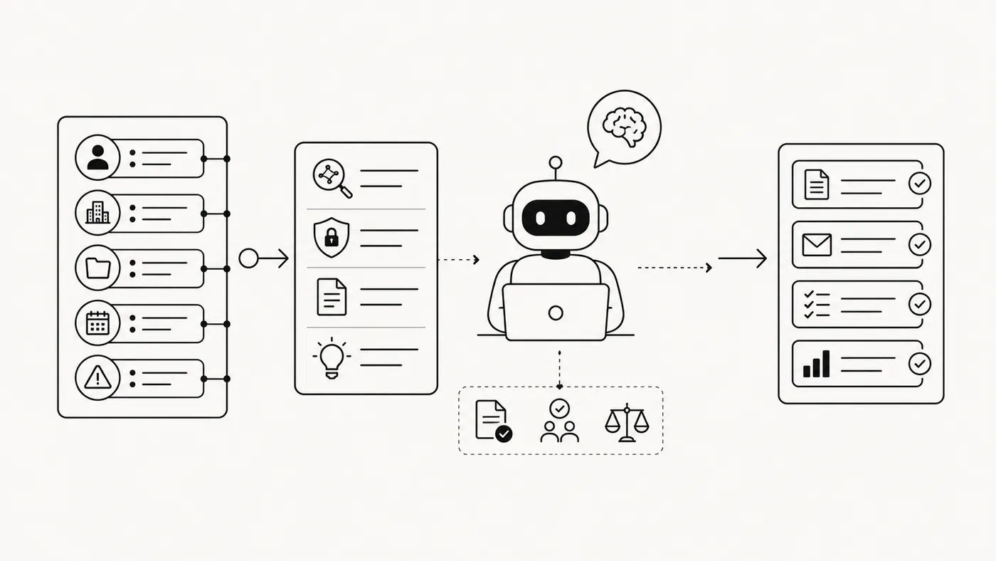 Illustration: an AI agent reading relevant company memory before acting